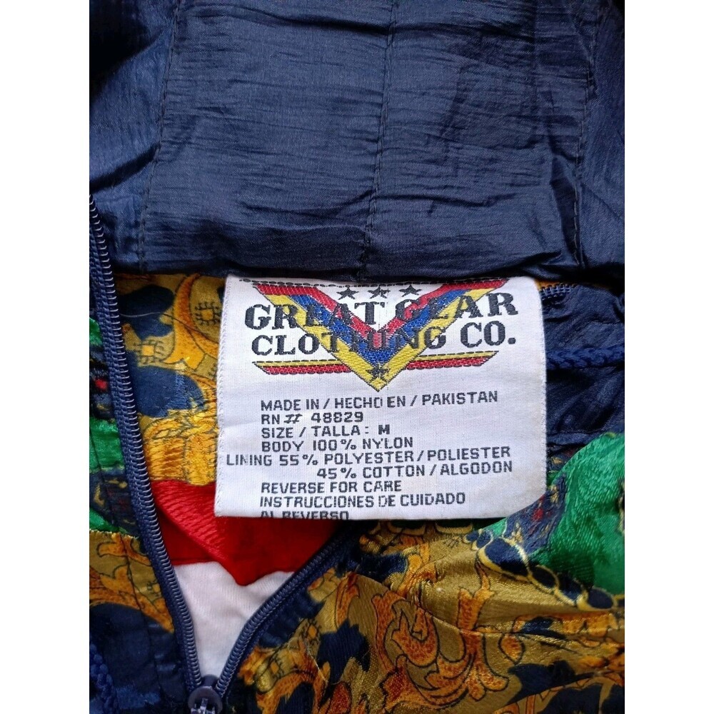 Vintage Windbreaker Jacket Women's Medium Baroque Full Zip Hooded 90s - Picture 4 of 8